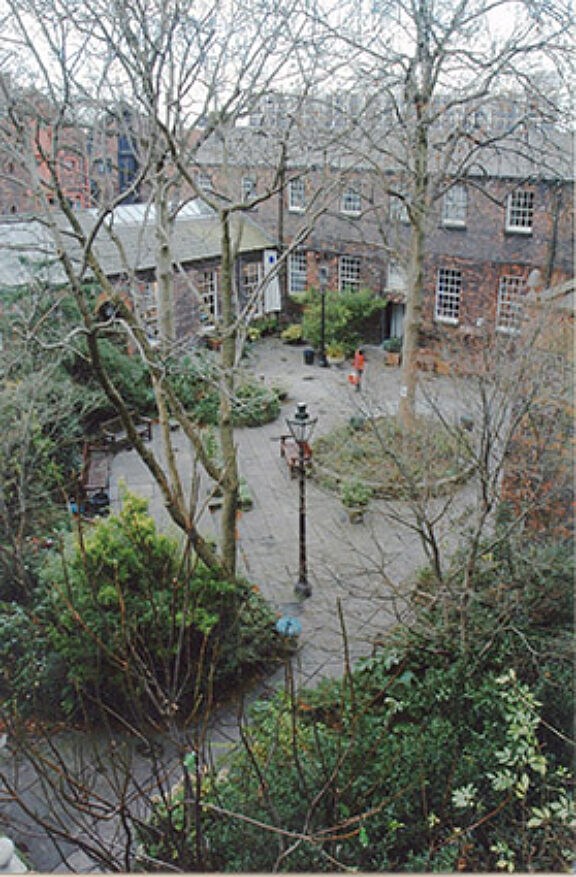 Aerial view of Bluecoat garden